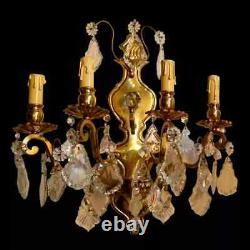 Antique french Louis XV style bronze and glass sconce AA 1465
