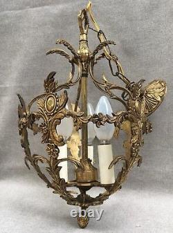 Antique french Louis XV style lantern light early 1900's brass lamp castle