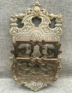 Antique french Louis XV style mail holder made of cast iron early 1900's