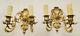 Antique French Louis Xv Style Pair Of Sconces Solid Bronzes Leaves Flowers Shell