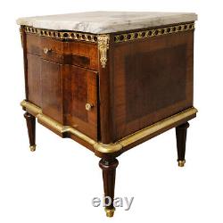 Antique french Louis XVI style pair of night stands Walnut wood (1355)