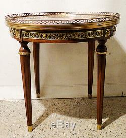Antique french Louis XVI style table mahogany wood with marqueterie