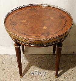 Antique french Louis XVI style table mahogany wood with marqueterie