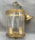 Antique French Ceiling Lamp Lantern Early 1900's Brass Glass Louis Xvi Style