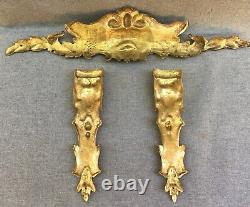 Antique french gilded bronze furniture ornaments set 19th century Louis XV style