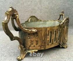 Antique french planter table center early 1900's Louis XVI style gold painted