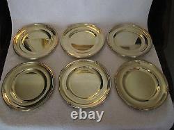 Antique french sterling silver (minerve) dessert plates (6) Louis XV st 1900g