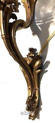 Antique-herni Vian-french-rococo-louis Xv-gilt Bronze-sconce-original Globe