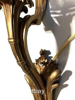 Antique-herni Vian-french-rococo-louis Xv-gilt Bronze-sconce-original Globe