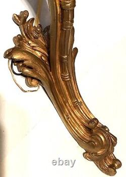 Antique-herni Vian-french-rococo-louis Xv-gilt Bronze-sconce-original Globe