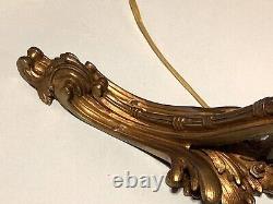 Antique-herni Vian-french-rococo-louis Xv-gilt Bronze-sconce-original Globe