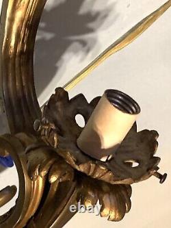 Antique-herni Vian-french-rococo-louis Xv-gilt Bronze-sconce-original Globe