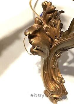 Antique-herni Vian-french-rococo-louis Xv-gilt Bronze-sconce-original Globe