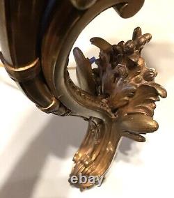 Antique-herni Vian-french-rococo-louis Xv-gilt Bronze-sconce-original Globe