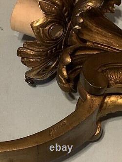 Antique-herni Vian-french-rococo-louis Xv-gilt Bronze-sconce-original Globe