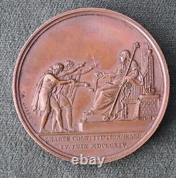 Antique historical French bronze medal Louis XVIII, 1814