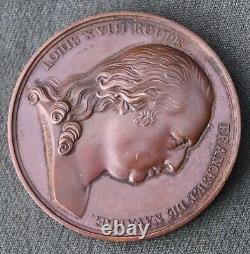 Antique historical French bronze medal Louis XVIII, 1814