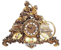 Antique mantel clock French Louis XVI bronze double bell 10 kg
