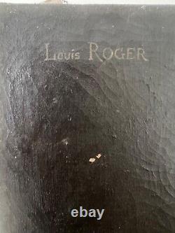 Antique painting oil cancas painter french Louis Roger antique genuine