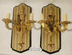 Antique pair of french bronze Louis XV sconces solid chiselled bronze (1270)