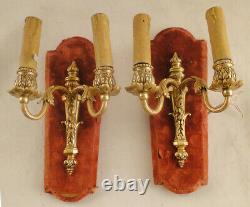 Antique pair of french bronze Louis XV sconces solid chiselled & polishe bronze