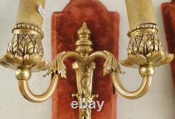 Antique pair of french bronze Louis XV sconces solid chiselled & polishe bronze