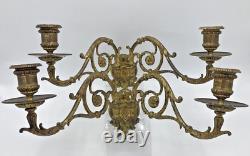 Antique pair of french candle holders 19th century gilded bronze signed