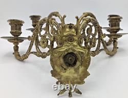 Antique pair of french candle holders 19th century gilded bronze signed