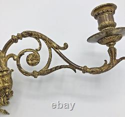 Antique pair of french candle holders 19th century gilded bronze signed