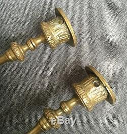 Antique pair of french candlesticks 19th century bronze Louis XVI style rams