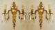 Antique Solid Bronze And Glass French Louis Xv Style Pair Of Sconces (1209)