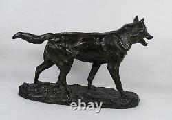 Antoine-Louis Barye (French, 1795-1875) Antique Bronze Figure of a Walking Wolf