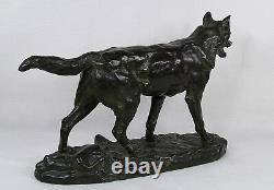 Antoine-Louis Barye (French, 1795-1875) Antique Bronze Figure of a Walking Wolf