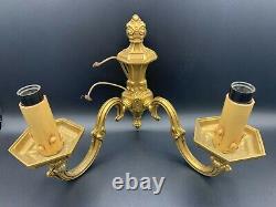 Art Deco French Louis XVI Style Ornate Brass Sconce Double Wall Mounted Light