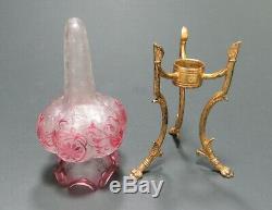 Art Nouveu Antique French BACCARAT or St Louis Etched Glass Epergne Vase withStand