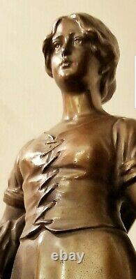 Art nouveau French antique bronze sculpture statue Emile Louis Picault Truffot