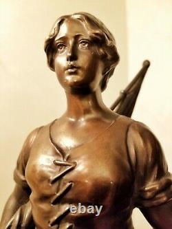 Art nouveau French antique bronze sculpture statue Emile Louis Picault Truffot