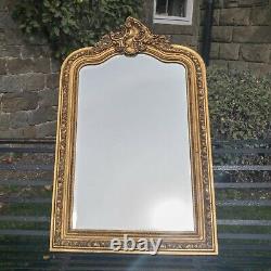 Baroque Louis XIV Giltwood Frame Arch Top Wall Mirror (French Rococo)