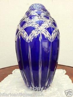 Beautiful 1930 Saint Louis Art Deco Wedge Cut To Clear Crystal Glass Vase Liege
