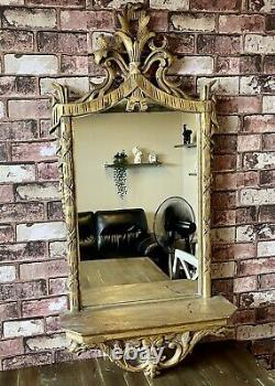 Beautiful Antique Gilded Mirror French Louis XVI With Shelf 47x22.5