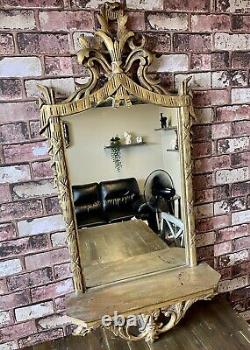 Beautiful Antique Gilded Mirror French Louis XVI With Shelf 47x22.5