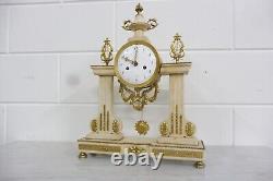 Beautiful Antique Mantel Clock French Louis XV Clock Desk Clock Marble 1860s