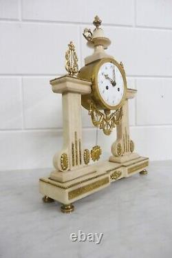 Beautiful Antique Mantel Clock French Louis XV Clock Desk Clock Marble 1860s