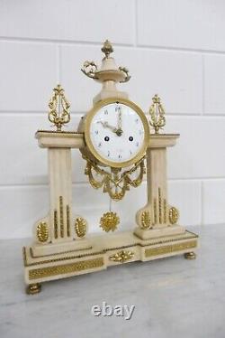 Beautiful Antique Mantel Clock French Louis XV Clock Desk Clock Marble 1860s