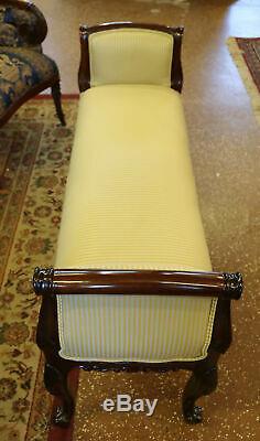 Beautiful French Mahogany Carved Louis XV Window Bench Foot Stool Ottoman MINT