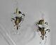 Beautiful Quality French Brass Rococo Louis Xv Crystal Pair Wall Sconce