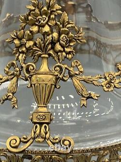 Beautiful and Large antique French gilt bronze mounted glass vase