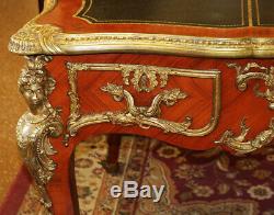 Best French Louis XV Figural Bronze Writing Desk Bureau Plat Table French WOW