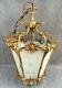 Big Antique French Ceiling Lamp Lantern Early 1900's Bronze Glass Louis Xv Style