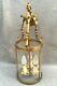Big Antique French Ceiling Lamp Lantern Mid-1900's Brass Glass Louis Xvi Style